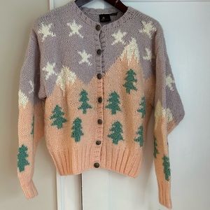 NWT Vintage Wool Christmas Tree Cardigan Size Medium